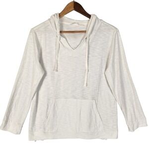 Free Fly Women's Bamboo Slub Hoodie Size Large White Relaxed Fit Lightweight